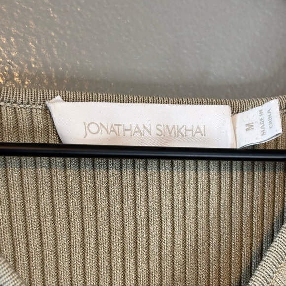 Jonathan Simkhai Medium Angelina Cut Out Stretch Rib Knit Top Marsh Green - Picture 5 of 6